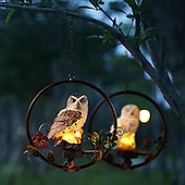 economico Luci paesaggistiche-luci esterne a led solari gufo appeso luce notturna lampada da giardino impermeabile lampada a sospensione in resina cortile terrazza decorazione vacanza illuminazione
