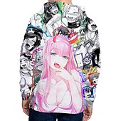 abordables Gráficos de personajes de dibujos animados y películas-Ahegao Cero dos hentai Sudadera Animé Dibujos Anime 3D 3D Harajuku Gráfico Para Pareja Hombre Mujer Adulto Vuelta al cole Impresión 3D