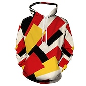 abordables Patrón Geométrico-Hombre Bloque de color Estampados Sudadera Sudaderas Sudadera Manga Larga Sudadera con capucha Con Capucha Design Impresión 3D Diario Deportes Amarillo Rojo Estampado Primavera &amp; Otoño Diseñador