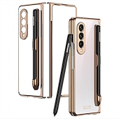 Χαμηλού Κόστους Samsung Θήκη-τηλέφωνο tok Για Samsung Galaxy Z Fold 3 Πίσω Κάλυμμα Προστατευτικό φακού κάμερας Σταντ ποδηλάτου με υποδοχή για στυλό Μονόχρωμο PC