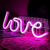 abordables Lampes néon led-led néons amour forme veilleuse saint valentin confession signe lampe batterie usb double alimenté veilleuse pour noël mariage fête d&#039;anniversaire décoration