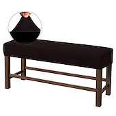 ieftine Cuvertură taburet-acoperire bancă întinsă slipcover elastic scaun canapea catifea alb gri negru mobilier pentru sufragerie bucătărie în aer liber simplu solid moale durabil lavabil