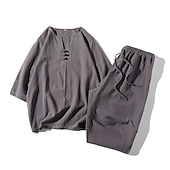 preiswerte T-Shirts-Sets für Männer-Herren T-Shirt Anzüge Trainingsanzug Tennishemd Shorts und T-Shirt-Set Sport Designer Lässig 2 teilig Schwarz Weiß Hellgrau Top T-Shirt für Herren