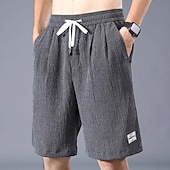 Χαμηλού Κόστους Casual σορτς-Ανδρικά Σορτσάκια Casual σορτς Κορδόνι Ελαστική μέση Ισιο πόδι Συμπαγές Χρώμα Αναπνέει Για Υπαίθρια Χρήση Μήκος γόνατος Causal Καθημερινά Μείγμα Βαμβακιού Καθημερινό Ένδυση γυμναστικής και άθλησης