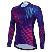 abordables Maillots de mujer-Mujer Maillot de Ciclismo A Lunares Manga Larga Bicicleta Maillot Camiseta con 3 bolsillos traseros MTB Bicicleta Montaña Ciclismo Carretera Secado rápido Bandas Reflectantes Bolsillo trasero