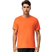 Недорогие Мужские повседневные футболки-Муж. С короткими рукавами Вырез под горло Лето Однотонный Атлетический Черный Белый Желтый Футболка для мужчин