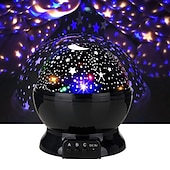 baratos Luzes de Natal-Projetor de céu estrela lâmpada de luz noturna 360 graus lâmpada de mesa giratória 4 luzes led 8 cores mudam com cabo usb para crianças quarto de bebê e decoração de festa