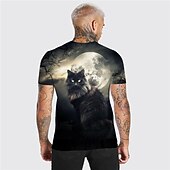  Homens Unisexo Gato Estampas Abstratas Camiseta Manga Curta Camiseta Impressão 3D Gola Redonda Camisa Esportes Designer Casual Ao ar livre Rua Diário Cinzento Escuro Verão Roupa S M L XL XXL 3XL
