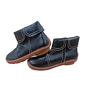 abordables Botines-Mujer Botas Tallas Grandes Color sólido Botines Botines Tacón Plano Dedo redondo PU Vino Negro Marrón