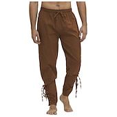 baratos calça casual-Homens Corredor Calças Calça casual Com Cordão Cintura elástica Côr Sólida Palco Streetwear Moda Punk e gótico Ajuste Largo Preto Branco