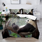cheap Duvet Cover Sets-3D Bedding  Panda Rabbit print Print Duvet Cover Bedding Sets Comforter Cover with 1 print Print Duvet Cover or Coverlet，2 Pillowcases for Double/Queen/King