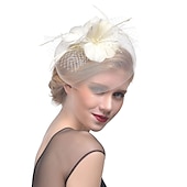 levne Fascinátory-Fascinátory Klobouky Doplňky do vlasů Organza Polyester / polyamid Kbelík Večírek Dovolená Retro styl S Peří Přílba Pokrývky Hlavy