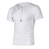 billiga Casual T-shirts för män-Herr T-shirt Kortärmad V-hals Sommar Slät Sport Mode Lättvikt Spetsknuten Semester Ledigt Helgdag Svart Vit Ljusgrå Topp t-shirt för män