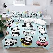 cheap Duvet Cover Sets-3D Bedding  Panda Rabbit print Print Duvet Cover Bedding Sets Comforter Cover with 1 print Print Duvet Cover or Coverlet，2 Pillowcases for Double/Queen/King