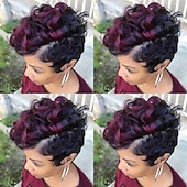 economico Parrucche di altissima qualità-parrucche nere per le donne breve ombre marrone nero capelli ricci parrucche per le donne nere parrucche sintetiche corte per le donne nere parrucche delle donne afroamericane