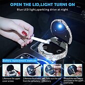 levne Organizéry do auta-popelník do auta přenosný bling cigaretový bezdýmný držák na láhev s modrým LED indikátorem autodoplňky pro ženy ideální pro auto domů a do kanceláře 1ks