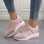 economico Sneakers da donna-scarpe da ginnastica da donna con zeppa taglie forti scarpe con aumento di altezza outdoor giornaliere color block estate punta tonda sportiva classica scarpe da tennis casual da passeggio stringate grigio rosa scarpe da ginnastica bianche