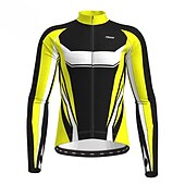preiswerte Radtrikot Herren-Herren Fahrradjacke Radjacke Radtrikot fahrradbekleidung Fahrradtrikot Langarm Fahhrad Jacke Trikot Shirt mit 3 Gesäßtaschen MTB Mountain Rennrad warm warm halten Atmungsaktiv Schnelltrocknend Gelb
