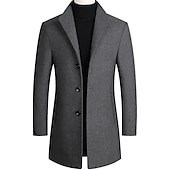 billiga Trenchcoat för män-Herr Vinterkappa Yllekappa Rock Kavaj Kontor Företag Vinter Ylle Vindtät Varm Ytterkläder Kläder Yrke / Affär Ensfärgat Ficka Hög krage Enkelknäppt med Ett Knapphål