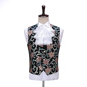 billige Antrekk-كلاسيكي Retro / vintage Rokoko Drakter Party-kostyme Maskerade Corrina viktoriansk Slank passform Blomst Ballkjole Kostyme Herre Halloween Maskerade Maskerade Karneval i Venezia Voksen Frakk Vest