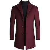 billiga Trenchcoat för män-Herr Vinterkappa Yllekappa Rock Kavaj Kontor Företag Vinter Ylle Vindtät Varm Ytterkläder Kläder Yrke / Affär Ensfärgat Ficka Hög krage Enkelknäppt med Ett Knapphål