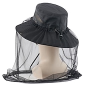 cheap Outdoor Headwear-Men&#039;s Women&#039;s Sun Hat Hiking Hat Mosquito Head Net Hat 1 pcs Summer Outdoor Portable Anti-Mosquito Anti-Eradiation Comfortable Patchwork Polyester Army Green Khaki Dark Gray for Fishing