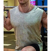 お買い得  ランニングTシャツとタンクトップ-男性用 ランニングタンクトップ ワークアウト用タンクトップ ノースリーブ Tシャツ スポーツ コットン 高通気性 吸汗性 ソフト ランニング アクティブトレーニング ウォーキング スポーツウェア アクティブウェア ソリッド ブラック ホワイト イエロー