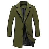 cheap Men&#039;s Trench Coat-Men&#039;s Winter Coat Overcoat Business Casual Winter Polyester Thermal Warm Windbreaker Outerwear Clothing Apparel Business Classical