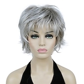 cheap Older Wigs-Karen Wig Short Layer Long Hair Fully Synthetic Wig 12TT26 Brown Highlights