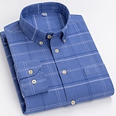 voordelige oxford-overhemden voor heren-Voor heren Overhemd Button-down overhemd Shirt met kraag Oxford overhemd Schotse ruit Bruiloft Casual A B F G Lange mouw Alle seizoenen Kleding
