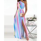 preiswerte Kleider für den-Damen kleid lang Ballkleid abendkleider Schaukelkleid Smaragdgrünes Kleid Elegant Party Romantisch Urlaub Party kleid hochzeitsgast Schlank Blumen Einfarbig Ärmellos Ein-Schulter Schwarz Weiß Rosa