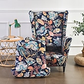 baratos Tampa da poltrona e capa de cadeira sem braço-Cadeira de asa capa de tecido spandex capas de sofá poltrona de asa com uma capa de almofada de assento protetor de móveis de padrão floral para sala de estar