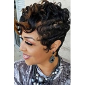 economico Parrucche di altissima qualità-parrucche nere per le donne breve ombre marrone nero capelli ricci parrucche per le donne nere parrucche sintetiche corte per le donne nere parrucche delle donne afroamericane