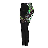 abordables Pantalons, shorts et jupes pour femmes-Femme Cuissard Long Collant Velo Vélo Pantalons Collants VTT Vélo tout terrain Vélo Route Des sports Graphic Botanique Floral Noël laid Chaud La peau 3 densités Respirable Séchage rapide Noir Rouge