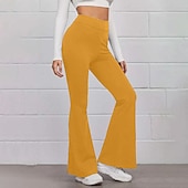 cheap Women&#039;s Flare Pants-Women&#039;s Normal Bootcut Flare Flared Pants Fashion Full Length High Waist Plain Wide Leg Comfort Micro-elastic Casual Weekend Black Yellow Red Blue Summer Spring &amp;  Fall Regular Fit