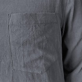 voordelige Vakantie-Voor heren Overhemd Linnen overhemd Zomer overhemd Strand hemd Overhemden zonder broek Effen Kleur Buiten Vakantie Zwart Bruin Groen Khaki Lange mouw Strijkijzer Lente &amp; Herfst Kleding Button-omlaag