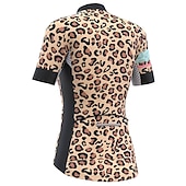 abordables Maillots de mujer-Mujer Maillot de Ciclismo Leopardo Manga Corta Bicicleta Maillot Camiseta con 3 bolsillos traseros MTB Bicicleta Montaña Ciclismo Carretera Secado rápido Bandas Reflectantes Bolsillo trasero