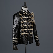 preiswerte Oberteile-Retro Vintage Rokoko Mittelalterlich Maskerade Anzüge &amp; Blazer Blazer mit Reverskragen Prinz Aristokrat Pailletten Pailletten Kostüm Herren Halloween Karneval Maskerade Party-Abendmode Abschlussball