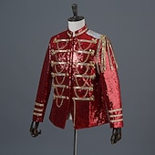 preiswerte Oberteile-Retro Vintage Rokoko Mittelalterlich Maskerade Anzüge &amp; Blazer Blazer mit Reverskragen Prinz Aristokrat Pailletten Pailletten Kostüm Herren Halloween Karneval Maskerade Party-Abendmode Abschlussball