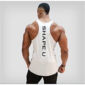 billiga Löpar-T-shirts och linnen-Herr Bokstav Linne för jogging Träningslinne Undertröja Sommar Ärmlös Ledigt Gata Snabb tork Andningsfunktion Gymträning Löpning Yoga Svart Armégrön Röd Sportkläder Sportkläder
