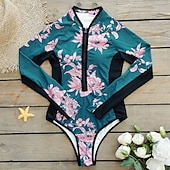 preiswerte Hautausschlagswächter-Damen Anti UV Badeanzug UV-Schutz UPF50+ Atmungsaktiv Langarm Spandex Bodysuit Badeanzug Reißverschluß vorne Schwimmen Surfen Strand Wassersport Sommer Frühling