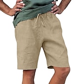 baratos Clássico-Homens Calção Shorts de linho Shorts de verão Bermudas Bolsos Com Cordão Tecido Conforto Respirável Comprimento do joelho Diário Praia Roupa de rua Casual / esportivo Preto Branco Micro-Elástica