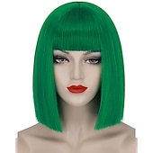 economico Parrucche di Carnevale-parrucca rossa delle donne breve parrucca bob rossa con la frangetta aspetto naturale parrucca sintetica morbida parrucca carina festa cosplay halloween parrucche da 12 pollici festa di natale