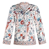 preiswerte Boho Tops-Damen Hemd Bluse Gelb Rosa Pudriges Rosa Graphic Blumen Taste Bedruckt Langarm Täglich Festtage Vintage Boho Strassenmode Rundhalsausschnitt Standard Boho S