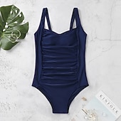 billiga One-piece-baddräkter-Dam Badkläder En bit Monokini Baddräkter Baddräkt Rynkad Magkontroll Smal Elegant Grundläggande Ensfärgat Slät Axelband Ärmlös Baddräkter