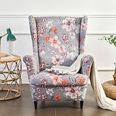 baratos Tampa da poltrona e capa de cadeira sem braço-Cadeira de asa capa de tecido spandex capas de sofá poltrona de asa com uma capa de almofada de assento protetor de móveis de padrão floral para sala de estar