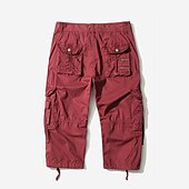cheap Classic-Men&#039;s Cargo Shorts Hiking Shorts Leg Drawstring Multi Pocket Multiple Pockets Plain Breathable Outdoor Calf-Length Casual Daily Streetwear Stylish Black Wine Inelastic