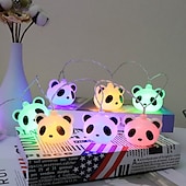 preiswerte USB-Lichterketten-LED-Panda-Lichterkette 1,5 m/4,92 Fuß, 10 LEDs, Batterie oder USB-Stromversorgung, Weihnachtszimmer, Schlafzimmer, Feiertagsdekoration, Cartoon-Panda-Laterne