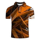 levne Pánské geometrické polo-Pánské Geometrický Polokošile Golfová košile Krátký rukáv Polo tričko Košile s límečkem Obchodní příležitostné Oblečení na dovolenou Formální oblečení Festivalové oblečení Knoflíky 3D tisk Žlut