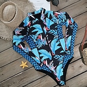 preiswerte Hautausschlagswächter-Damen Anti UV Badeanzug UV-Schutz UPF50+ Atmungsaktiv Langarm Spandex Bodysuit Badeanzug Reißverschluß vorne Schwimmen Surfen Strand Wassersport Sommer Frühling